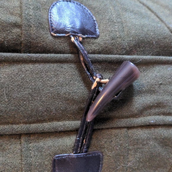 Army Green Wool Utility Coat with Hood - Picture 3 of 12